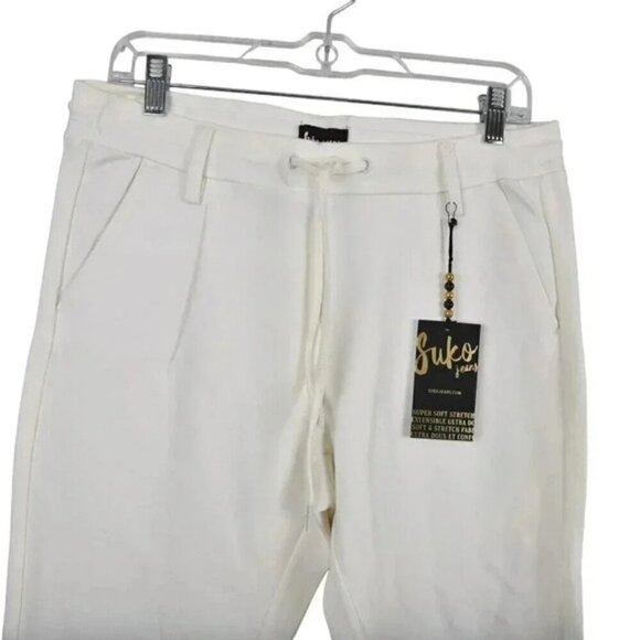 NWT Suko Jeans White Pull On Jogger Pants Elastic Band Waist Size 8 - Picture 2 of 12